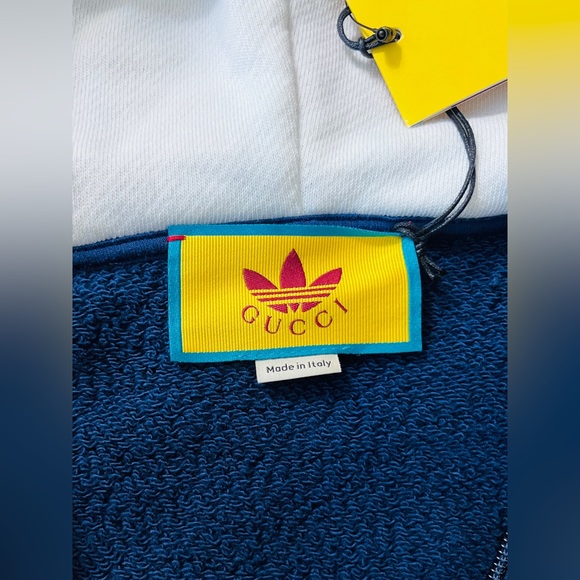 BRAND NEW GUCCI x ADIDAS Sweatshirt Hoodie White/Blue/Teal/Yellow! - Picture 7 of 9